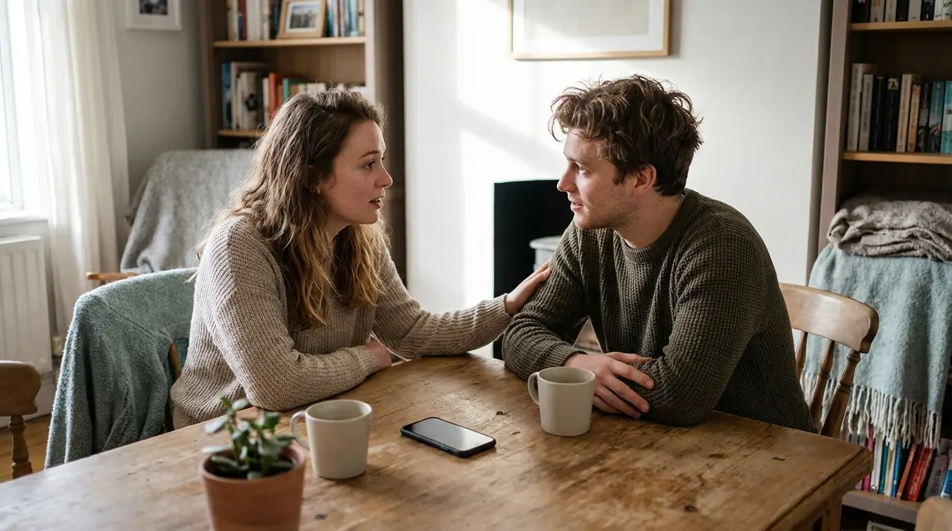 Couple sitting at opposite ends of a couch after an argument that spiraled beyond the original issue