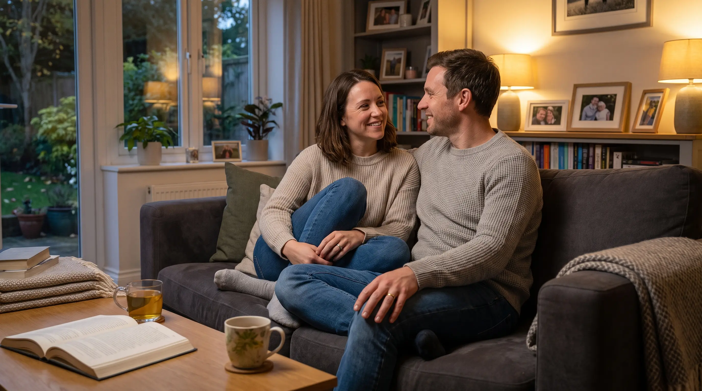 Couple having a thoughtful conversation
