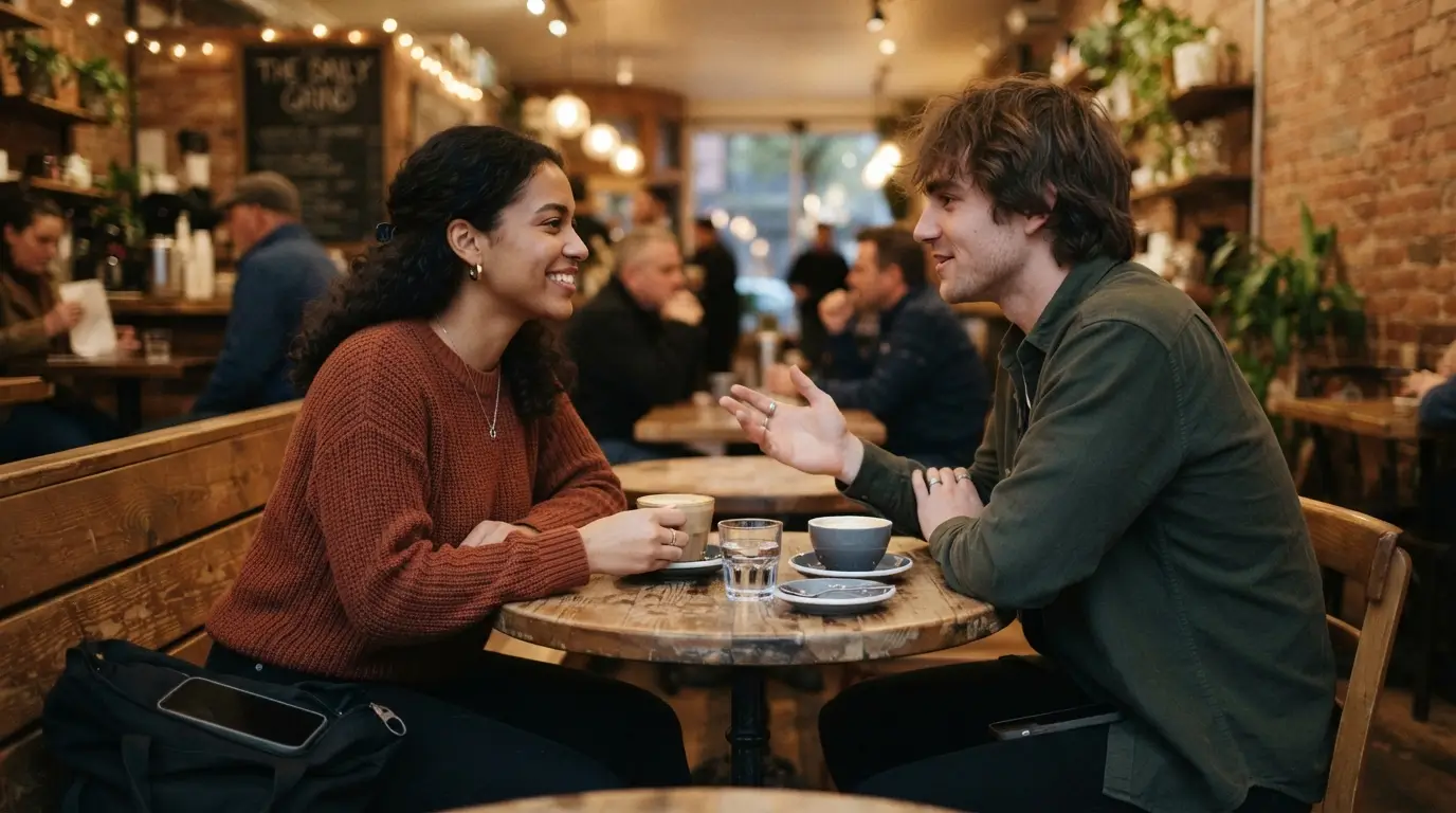 Couple having an honest, open conversation about what they're each looking for